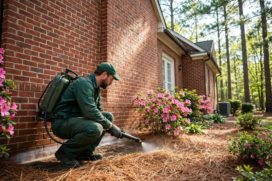 Quarterly pest control service visit at a home in the Shandon neighborhood of Columbia, SC